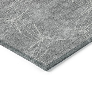 HomeRoots 5' Gray and Ivory Geometric Washable Area Rug for Indoor and Outdoor Use - Durable & Stylish 10' X 14' 614076