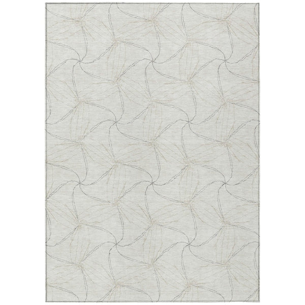 HomeRoots 5' Stylish Ivory and Taupe Geometric Area Rug - Washable, Durable, Perfect for Indoor and Outdoor Use 5' X 8' 614078
