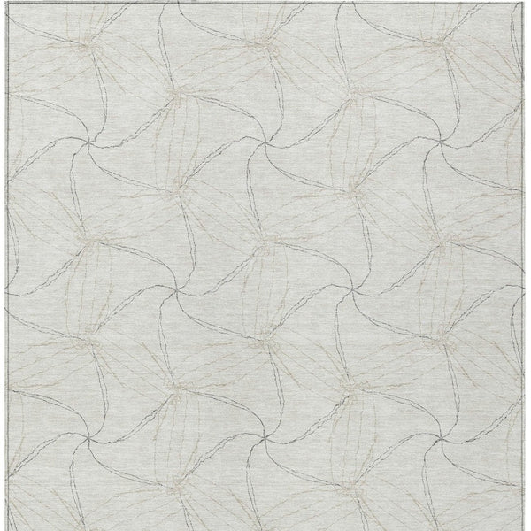 HomeRoots 5' Stylish Ivory and Taupe Geometric Area Rug - Washable, Durable, Perfect for Indoor and Outdoor Use 5' X 8' 614078