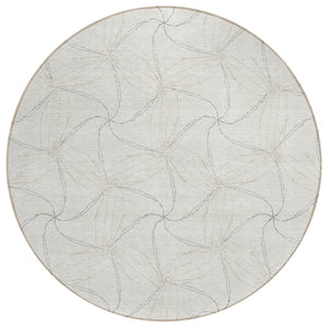 HomeRoots 5' Stylish Ivory and Taupe Geometric Area Rug - Washable, Durable, Perfect for Indoor and Outdoor Use 8' Round 614079