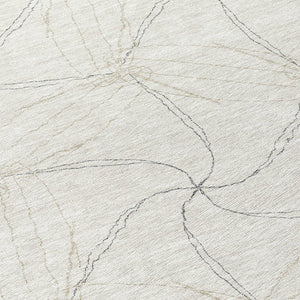 HomeRoots 5' Stylish Ivory and Taupe Geometric Area Rug - Washable, Durable, Perfect for Indoor and Outdoor Use 8' Round 614079