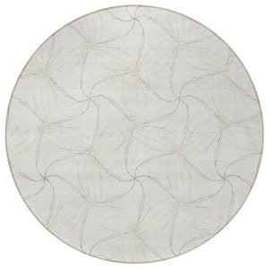 HomeRoots 5' Stylish Ivory and Taupe Geometric Area Rug - Washable, Durable, Perfect for Indoor and Outdoor Use 8' Round 614079