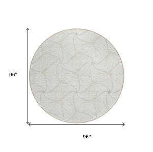 HomeRoots 5' Stylish Ivory and Taupe Geometric Area Rug - Washable, Durable, Perfect for Indoor and Outdoor Use 8' Round 614079