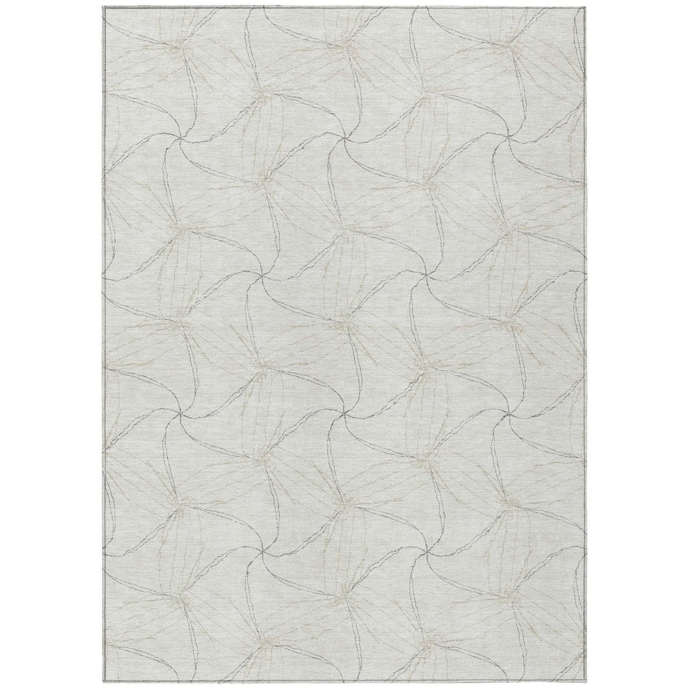HomeRoots 5' Stylish Ivory and Taupe Geometric Area Rug - Washable, Durable, Perfect for Indoor and Outdoor Use 8' X 10' 614080