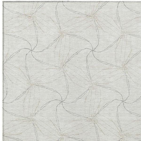 HomeRoots 5' Stylish Ivory and Taupe Geometric Area Rug - Washable, Durable, Perfect for Indoor and Outdoor Use 9' X 12' 614081