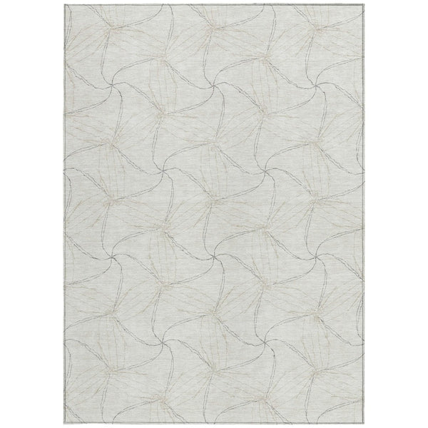 HomeRoots 5' Stylish Ivory and Taupe Geometric Area Rug - Washable, Durable, Perfect for Indoor and Outdoor Use 10' X 14' 614082