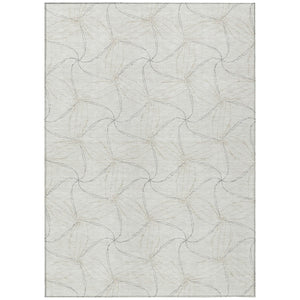 HomeRoots 5' Stylish Ivory and Taupe Geometric Area Rug - Washable, Durable, Perfect for Indoor and Outdoor Use 10' X 14' 614082