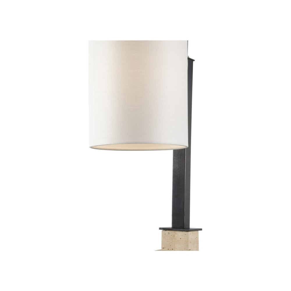 Wildwood In The Loop Lamp — Sculptural Travertine & Dark Metal Table Lamp, Arched Minimalist Design For Warm Ambient Light 61409