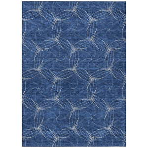 HomeRoots 5' Navy Blue and Ivory Geometric Area Rug - Stylish, Washable Design for Indoor and Outdoor Elegance 5' X 8' 614090