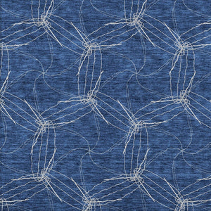 HomeRoots 5' Navy Blue and Ivory Geometric Area Rug - Stylish, Washable Design for Indoor and Outdoor Elegance 5' X 8' 614090