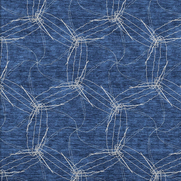 HomeRoots 5' Navy Blue and Ivory Geometric Area Rug - Stylish, Washable Design for Indoor and Outdoor Elegance 5' X 8' 614090