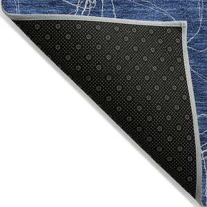 HomeRoots 5' Navy Blue and Ivory Geometric Area Rug - Stylish, Washable Design for Indoor and Outdoor Elegance 8' X 10' 614092