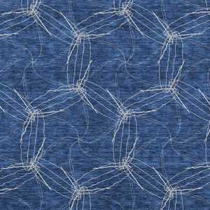 HomeRoots 5' Navy Blue and Ivory Geometric Area Rug - Stylish, Washable Design for Indoor and Outdoor Elegance 9' X 12' 614093
