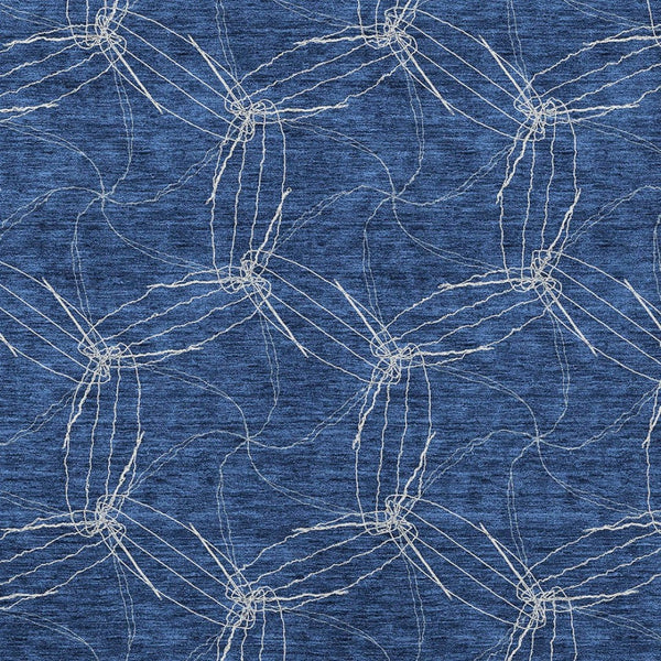 HomeRoots 5' Navy Blue and Ivory Geometric Area Rug - Stylish, Washable Design for Indoor and Outdoor Elegance 9' X 12' 614093