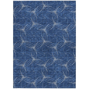 HomeRoots 5' Navy Blue and Ivory Geometric Area Rug - Stylish, Washable Design for Indoor and Outdoor Elegance 10' X 14' 614094