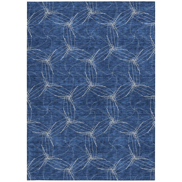 HomeRoots 5' Navy Blue and Ivory Geometric Area Rug - Stylish, Washable Design for Indoor and Outdoor Elegance 10' X 14' 614094