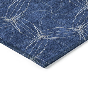 HomeRoots 5' Navy Blue and Ivory Geometric Area Rug - Stylish, Washable Design for Indoor and Outdoor Elegance 10' X 14' 614094