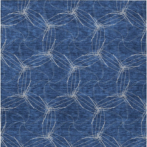 HomeRoots 5' Navy Blue and Ivory Geometric Area Rug - Stylish, Washable Design for Indoor and Outdoor Elegance 10' X 14' 614094
