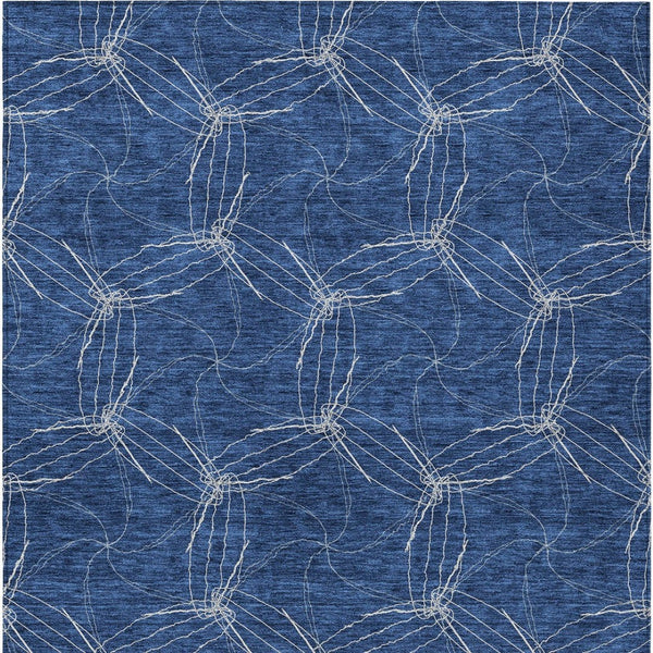HomeRoots 5' Navy Blue and Ivory Geometric Area Rug - Stylish, Washable Design for Indoor and Outdoor Elegance 10' X 14' 614094