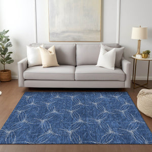 HomeRoots 5' Navy Blue and Ivory Geometric Area Rug - Stylish, Washable Design for Indoor and Outdoor Elegance 10' X 14' 614094