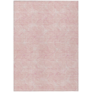 HomeRoots 5' Pink and Ivory Geometric Indoor-Outdoor Area Rug - Stylish, Washable, Stain-Resistant Design for Homes 5' X 8' 614102