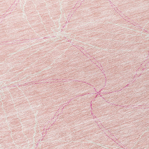 HomeRoots 5' Pink and Ivory Geometric Indoor-Outdoor Area Rug - Stylish, Washable, Stain-Resistant Design for Homes 8' Round 614103