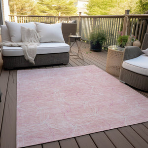 HomeRoots 5' Pink and Ivory Geometric Indoor-Outdoor Area Rug - Stylish, Washable, Stain-Resistant Design for Homes 8' X 10' 614104