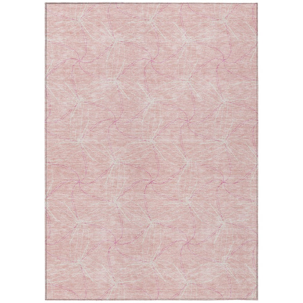 HomeRoots 5' Pink and Ivory Geometric Indoor-Outdoor Area Rug - Stylish, Washable, Stain-Resistant Design for Homes 9' X 12' 614105