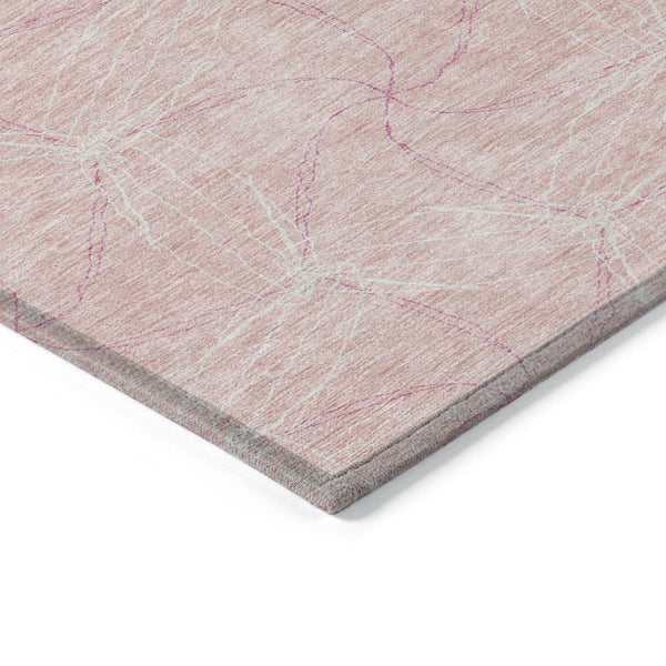 HomeRoots 5' Pink and Ivory Geometric Indoor-Outdoor Area Rug - Stylish, Washable, Stain-Resistant Design for Homes 9' X 12' 614105