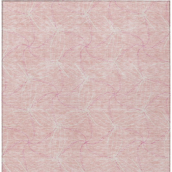 HomeRoots 5' Pink and Ivory Geometric Indoor-Outdoor Area Rug - Stylish, Washable, Stain-Resistant Design for Homes 10' X 14' 614106