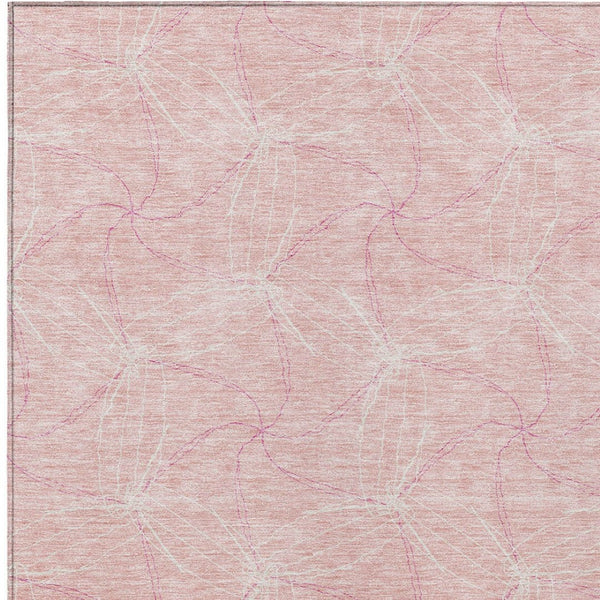 HomeRoots 5' Pink and Ivory Geometric Indoor-Outdoor Area Rug - Stylish, Washable, Stain-Resistant Design for Homes 10' X 14' 614106