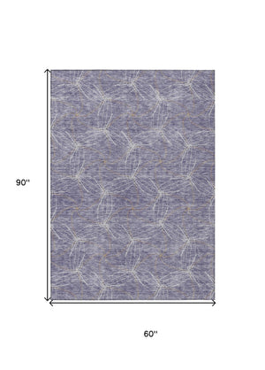 HomeRoots 5' Stylish Purple and Ivory Geometric Indoor Outdoor Area Rug – Durable, Washable, Versatile Design 5' X 8' 614108