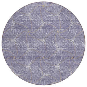 HomeRoots 5' Stylish Purple and Ivory Geometric Indoor Outdoor Area Rug – Durable, Washable, Versatile Design 8' Round 614109