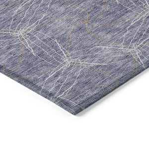 HomeRoots 5' Stylish Purple and Ivory Geometric Indoor Outdoor Area Rug – Durable, Washable, Versatile Design 8' Round 614109