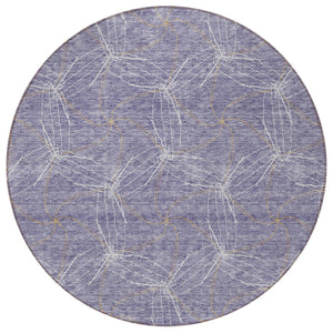 HomeRoots 5' Stylish Purple and Ivory Geometric Indoor Outdoor Area Rug – Durable, Washable, Versatile Design 8' Round 614109