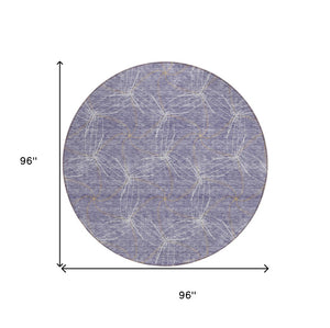 HomeRoots 5' Stylish Purple and Ivory Geometric Indoor Outdoor Area Rug – Durable, Washable, Versatile Design 8' Round 614109