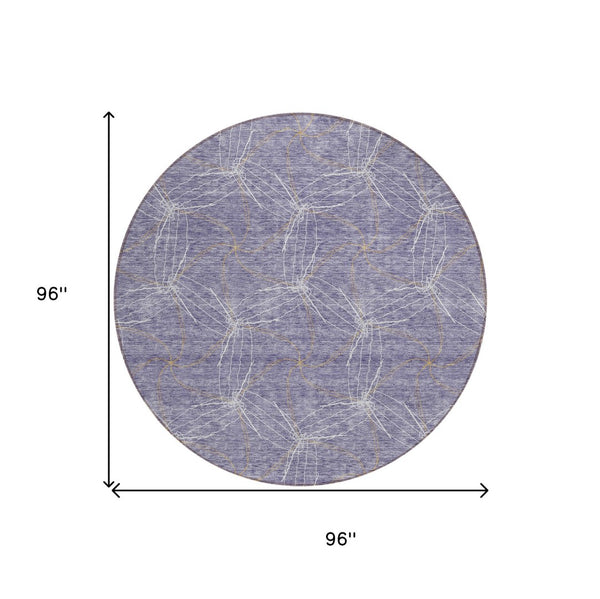 HomeRoots 5' Stylish Purple and Ivory Geometric Indoor Outdoor Area Rug – Durable, Washable, Versatile Design 8' Round 614109