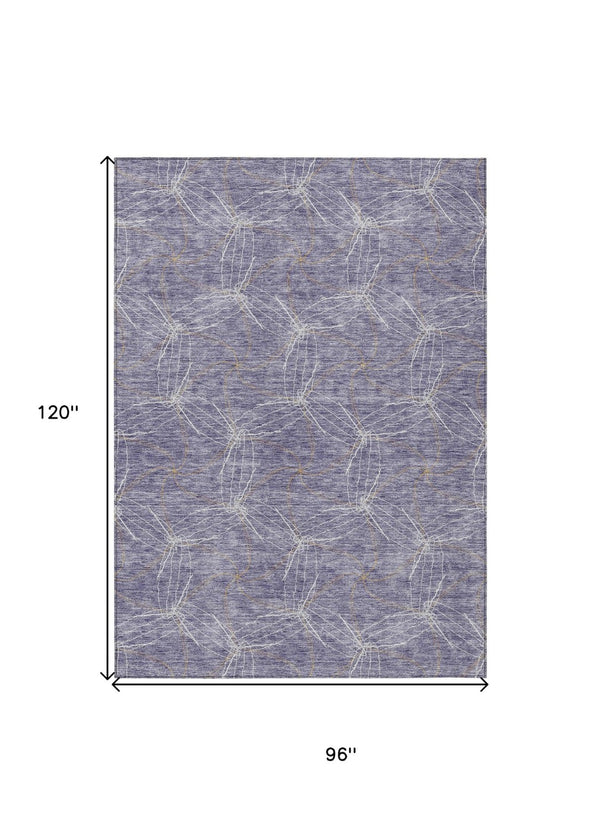 HomeRoots 5' Stylish Purple and Ivory Geometric Indoor Outdoor Area Rug – Durable, Washable, Versatile Design 8' X 10' 614110
