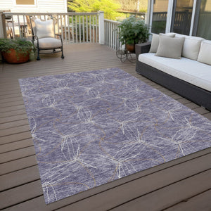 HomeRoots 5' Stylish Purple and Ivory Geometric Indoor Outdoor Area Rug – Durable, Washable, Versatile Design 9' X 12' 614111