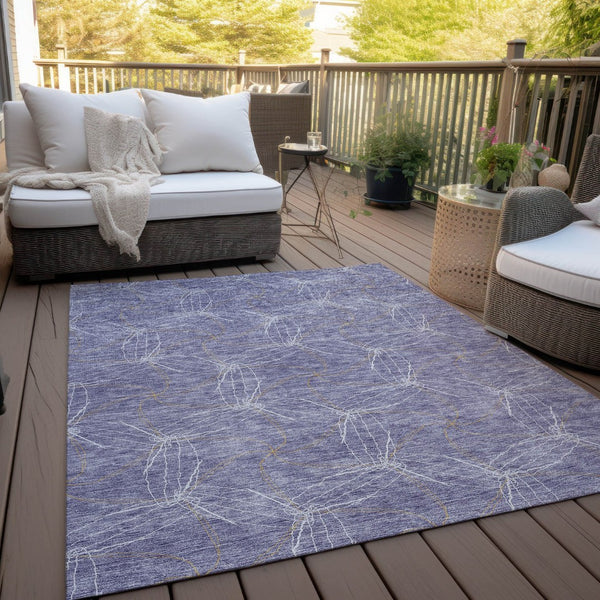 HomeRoots 5' Stylish Purple and Ivory Geometric Indoor Outdoor Area Rug – Durable, Washable, Versatile Design 10' X 14' 614112