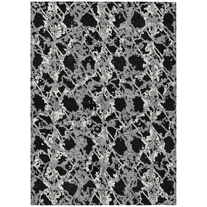 HomeRoots 5' Black and Gray Abstract Area Rug – Modern, Washable, Indoor/Outdoor Design for High-Traffic Spaces 5' X 8' 614126