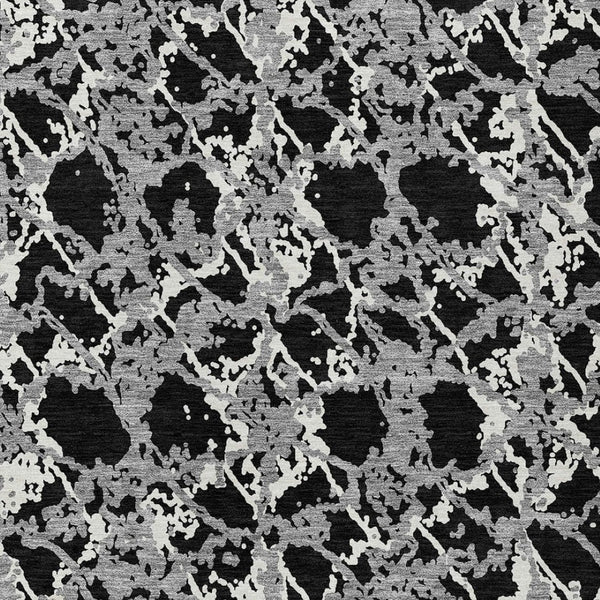 HomeRoots 5' Black and Gray Abstract Area Rug – Modern, Washable, Indoor/Outdoor Design for High-Traffic Spaces 5' X 8' 614126