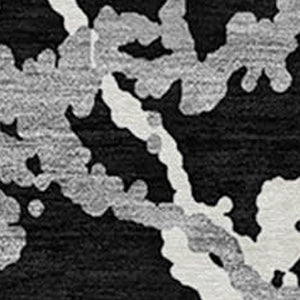HomeRoots 5' Black and Gray Abstract Area Rug – Modern, Washable, Indoor/Outdoor Design for High-Traffic Spaces 8' Round 614127