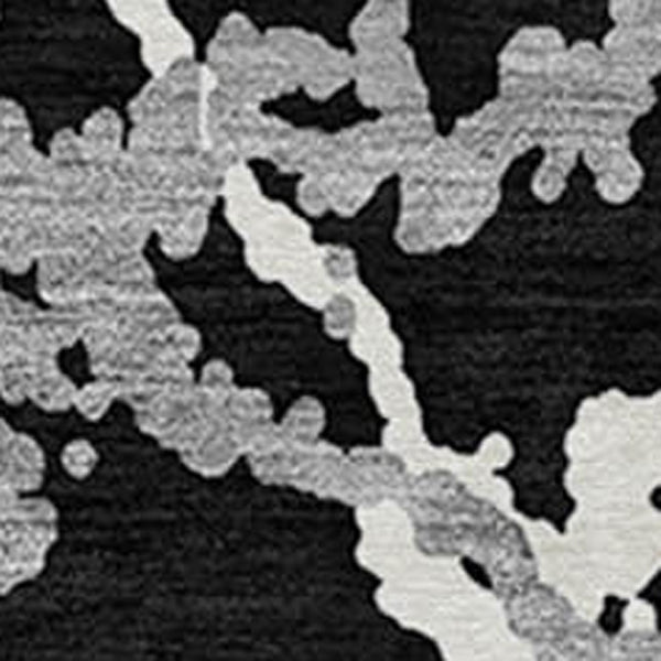 HomeRoots 5' Black and Gray Abstract Area Rug – Modern, Washable, Indoor/Outdoor Design for High-Traffic Spaces 8' Round 614127