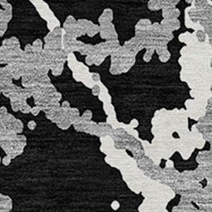 HomeRoots 5' Black and Gray Abstract Area Rug – Modern, Washable, Indoor/Outdoor Design for High-Traffic Spaces 8' Round 614127