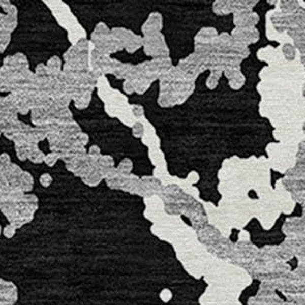 HomeRoots 5' Black and Gray Abstract Area Rug – Modern, Washable, Indoor/Outdoor Design for High-Traffic Spaces 8' Round 614127