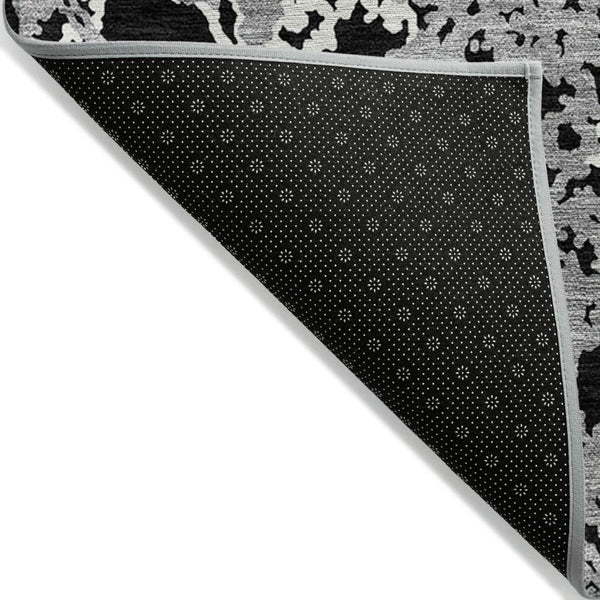 HomeRoots 5' Black and Gray Abstract Area Rug – Modern, Washable, Indoor/Outdoor Design for High-Traffic Spaces 8' X 10' 614128