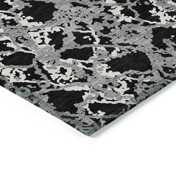 HomeRoots 5' Black and Gray Abstract Area Rug – Modern, Washable, Indoor/Outdoor Design for High-Traffic Spaces 8' X 10' 614128