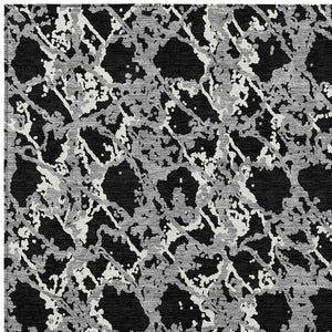 HomeRoots 5' Black and Gray Abstract Area Rug – Modern, Washable, Indoor/Outdoor Design for High-Traffic Spaces 8' X 10' 614128