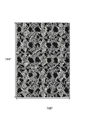 HomeRoots 5' Black and Gray Abstract Area Rug – Modern, Washable, Indoor/Outdoor Design for High-Traffic Spaces 9' X 12' 614129